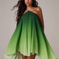 A-line asymmetrical hem ombre dress in green