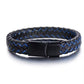 Titanium steel braided leather wristband