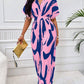 Allover print batwing sleeve jumpsuit in blue