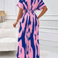 Allover print batwing sleeve jumpsuit in blue