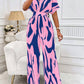 Allover print batwing sleeve jumpsuit in blue