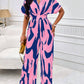 Allover print batwing sleeve jumpsuit in blue