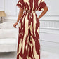 Allover print batwing sleeve jumpsuit in burgundy