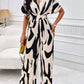 Allover print batwing sleeve jumpsuit in nude