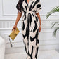 Allover print batwing sleeve jumpsuit in nude