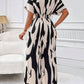 Allover print batwing sleeve jumpsuit in nude