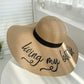 Alphabet pattern wide brim straw hat in khaki