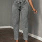 Asymmetric waist pocket tapered jeans in grey