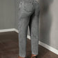 Asymmetric waist pocket tapered jeans in grey