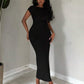 Backless solid color sleeveless dress in black