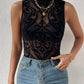Baroque print mock neck bodysuit in black