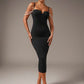 Beaded pearls cami bodycon dress in black