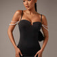 Beaded pearls cami bodycon dress in black
