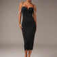Beaded pearls cami bodycon dress in black