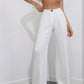Belted high waist pleated loose pants in white