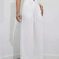 Belted high waist pleated loose pants in white