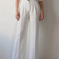 Belted high waist pleated loose pants in white