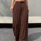 Belted high waist wide leg pants in brown