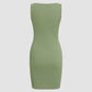 Boat neck solid sleeveless mini dress in mint green