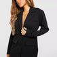 Boxy oversized blazer dress in black