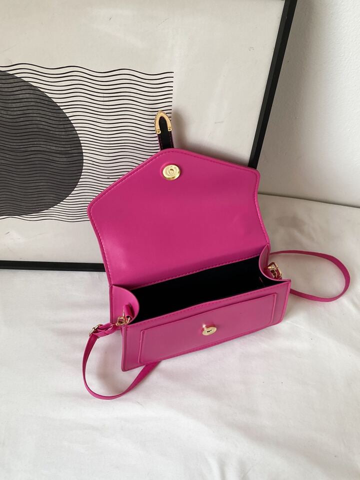 Buckle decor flap square bag in pink