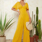 Butterfly sleeve wide leg jumpsuit in yellow