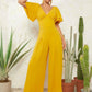 Butterfly sleeve wide leg jumpsuit in yellow