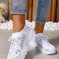 Butterfly pattern mesh sneakers in white