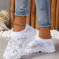 Butterfly pattern mesh sneakers in white