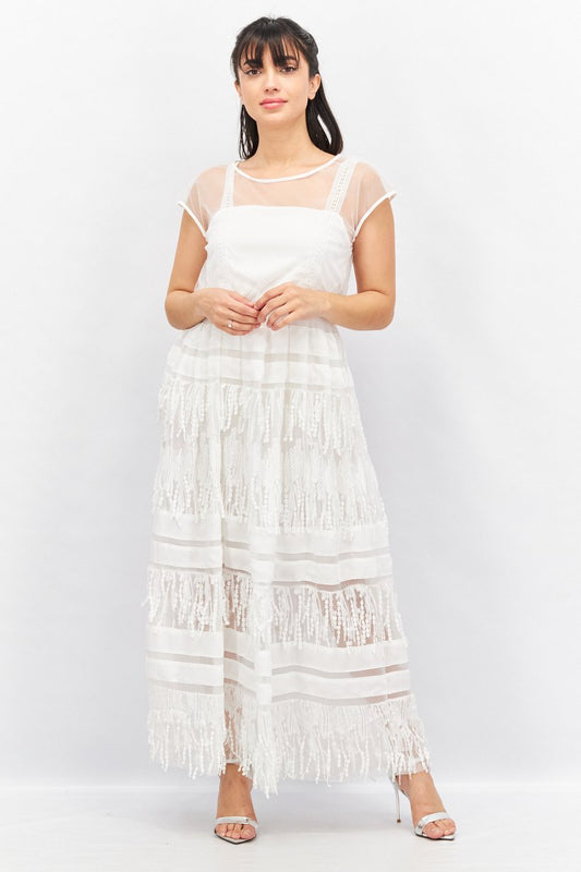 White mesh maxi dress