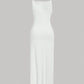 Cami textured long dress in white