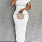Cinched waist sleeveless bodycon maxi in white
