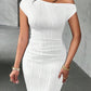Cinched waist sleeveless bodycon maxi in white