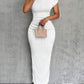 Cinched waist sleeveless bodycon maxi in white