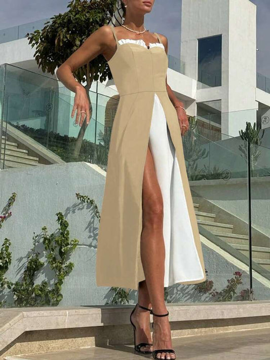 Color block cami dress in nude
