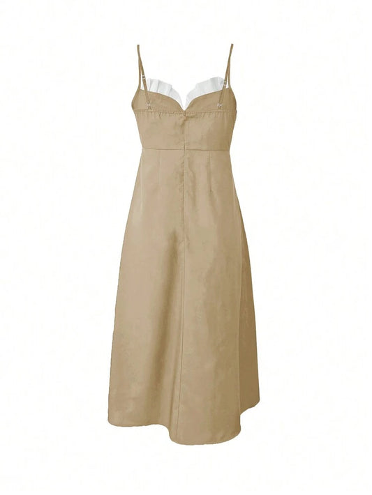 Color block cami dress in nude