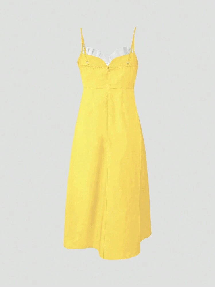 Color block cami dress in yellow