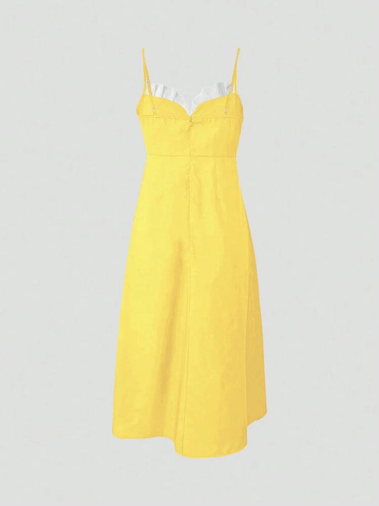 Color block cami dress in yellow