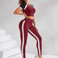Colorblock raglan sleeve sport sets in burgundy