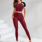 Colorblock raglan sleeve sport sets in burgundy