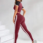 Colorblock raglan sleeve sport sets in burgundy
