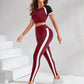 Colorblock raglan sleeve sport sets in burgundy