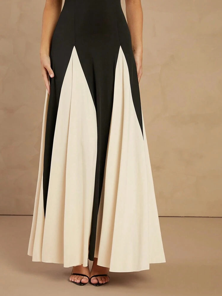 Color block spaghetti strap maxi in multi