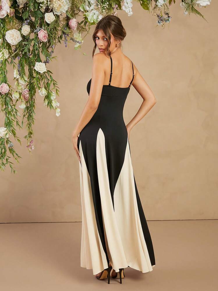 Color block spaghetti strap maxi in multi