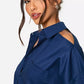 Cotton cut out shirt dress in blue
