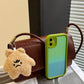 Crocrodile embossed flap shoulder bag in brown