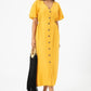 Yellow button down maxi detail