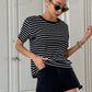 DAZY striped print tee in black