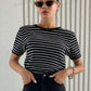 DAZY striped print tee in black