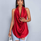 Deep v neck backless halter straps top in red
